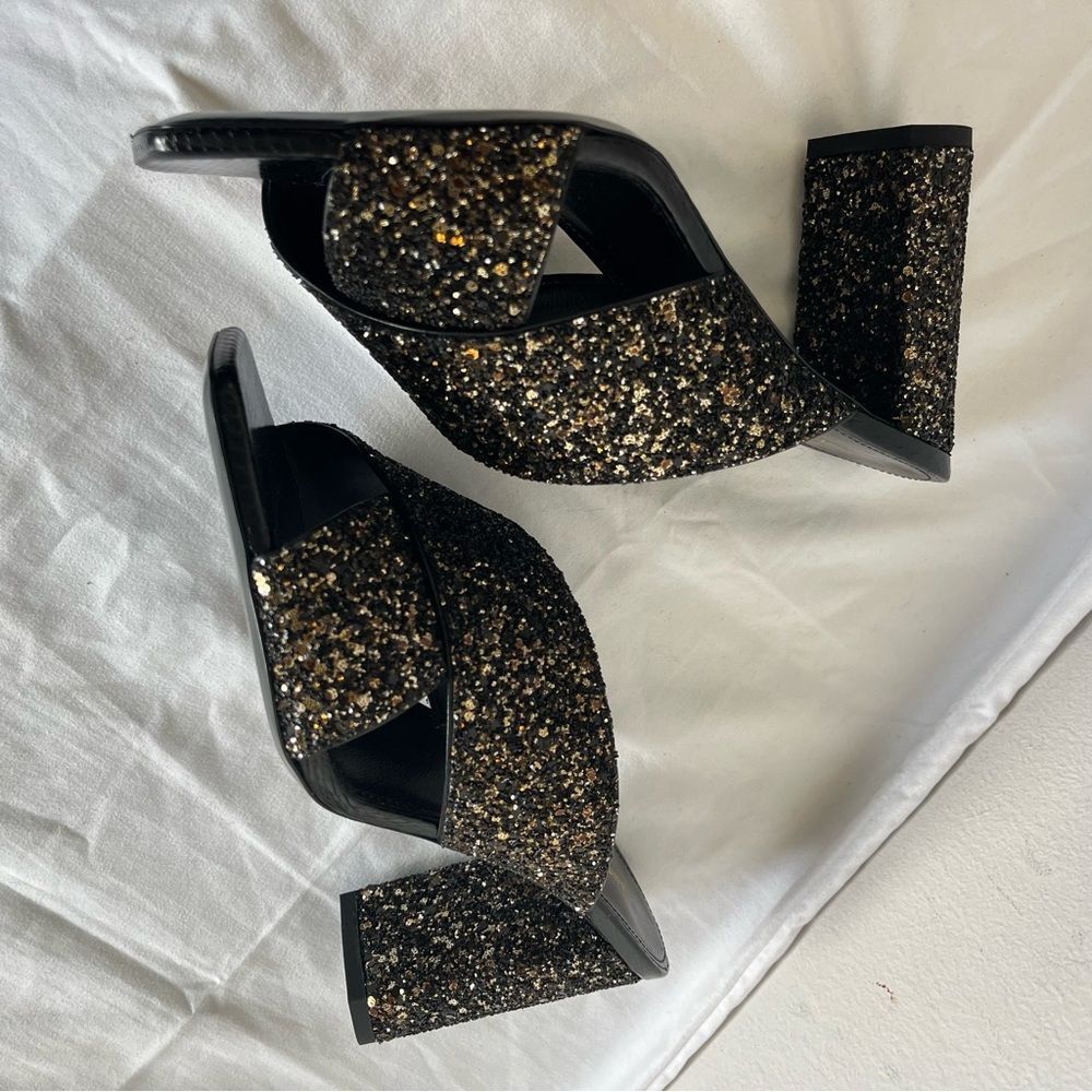 NEW | SAINT LAURENT Glitter YSL Shimmer Lou Lou 95 Sanda Midnight Nero Sz. 37.5 - Picture 10 of 12